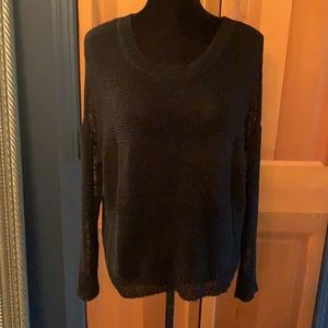 Anthropologie SI IAE black open weave sweater